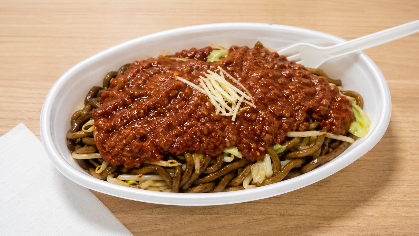 新潟イタリアン 太角中華麺ウスターソース焼きそば ミートソース 白生姜