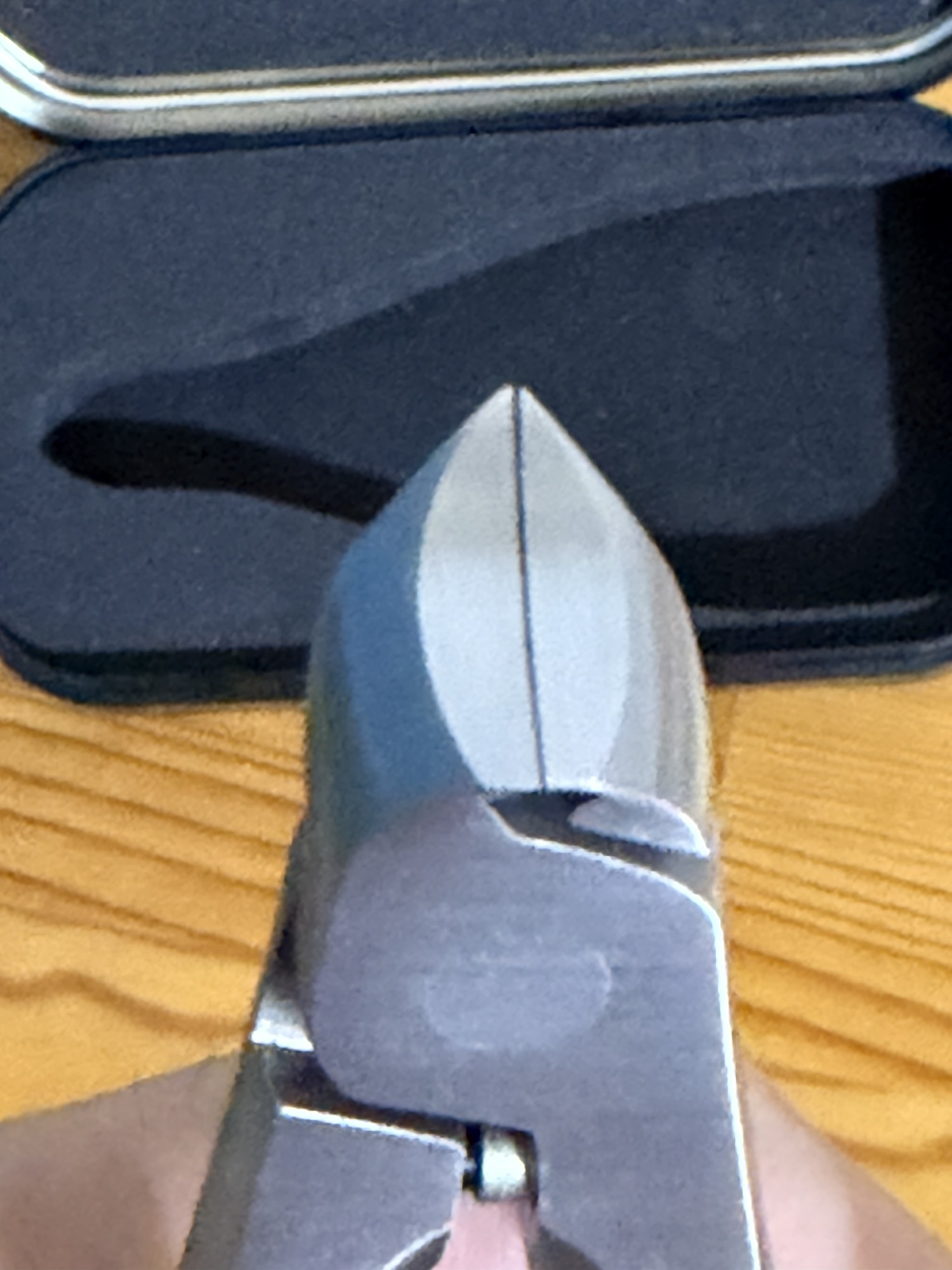 爪切りの刃先の真上からの接写